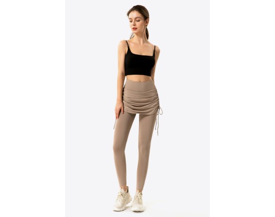 Ruched Faux Layered Yoga Leggings