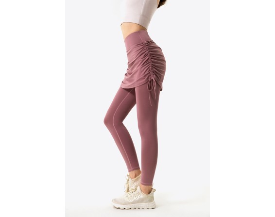 Ruched Faux Layered Yoga Leggings