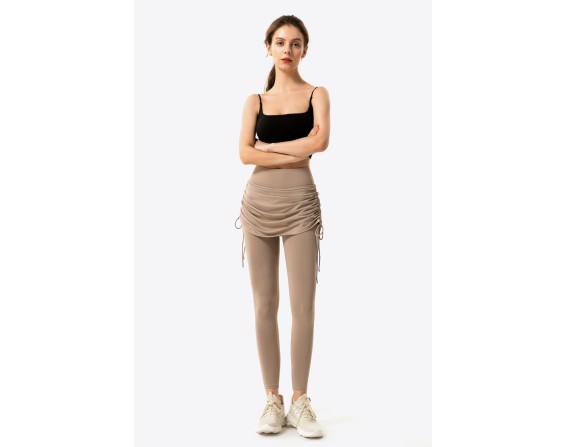 Ruched Faux Layered Yoga Leggings