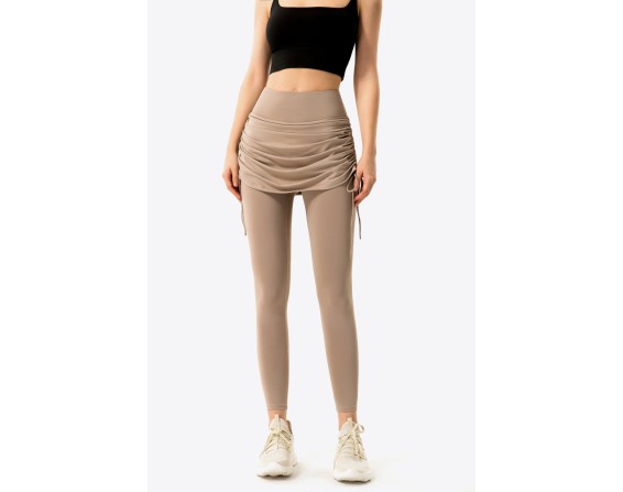 Ruched Faux Layered Yoga Leggings