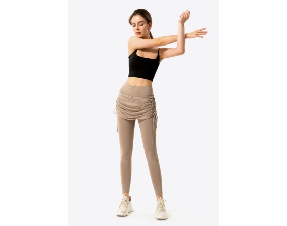 Ruched Faux Layered Yoga Leggings