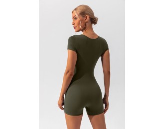 Square Neck Cap Sleeve Active Romper