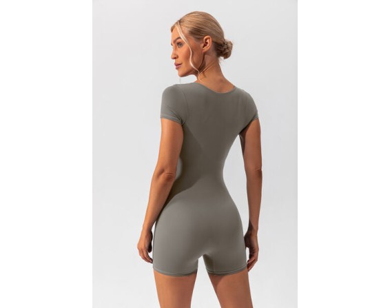 Square Neck Cap Sleeve Active Romper