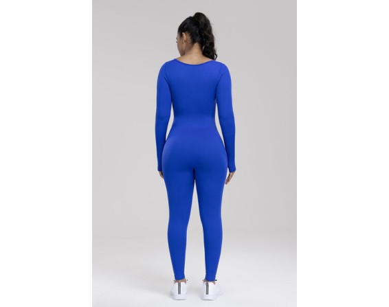 Square Neck Long Sleeve Active Jumpsuit