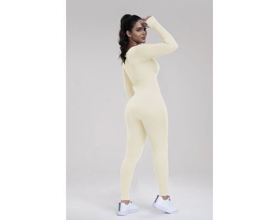 Square Neck Long Sleeve Active Jumpsuit