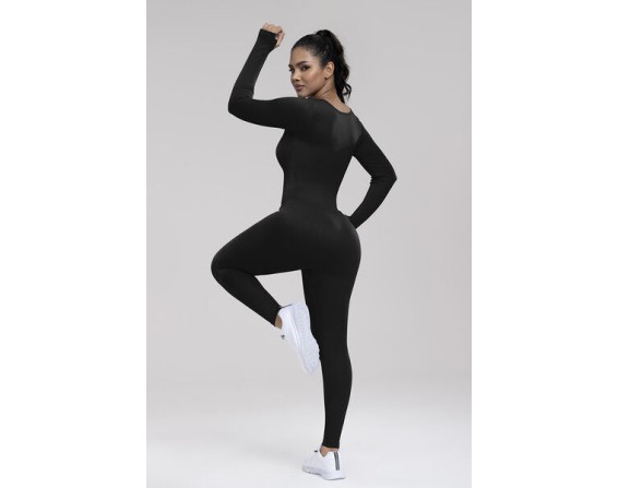 Square Neck Long Sleeve Active Jumpsuit