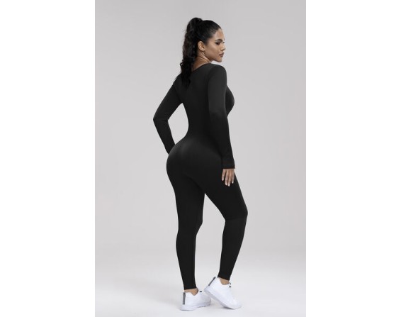 Square Neck Long Sleeve Active Jumpsuit