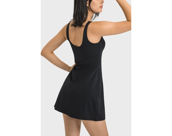 Square Neck Sports Tank Dress with Full Coverage Bottoms