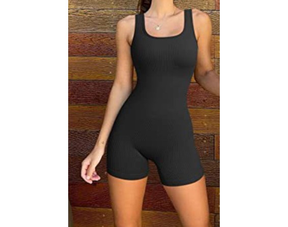 Square Neck Wide Strap Active Romper