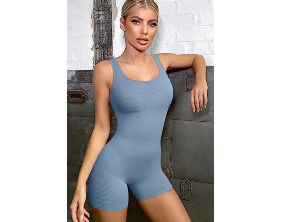 Square Neck Wide Strap Active Romper