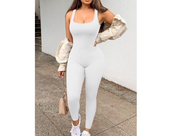 Square Neck Wide Strap Jumpsuit