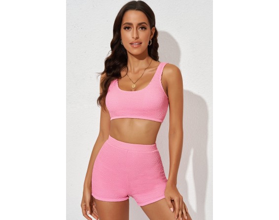 Textured Sports Bra and Shorts Set