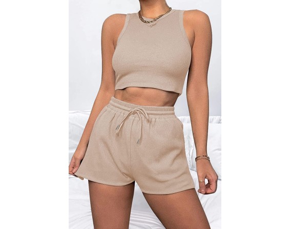 Top and Drawstring Shorts Set