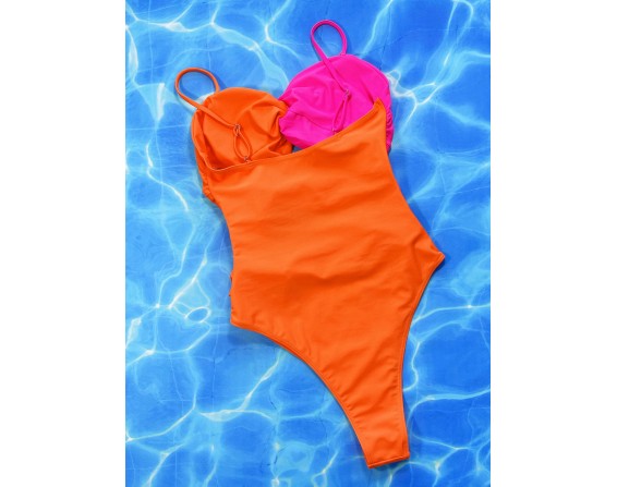 Two-Tone Twisted Cutout One-Piece Swimsuit