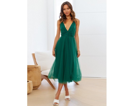 Backless Crisscross Sleeveless Midi Dress