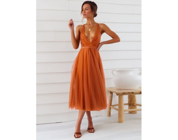 Backless Crisscross Sleeveless Midi Dress