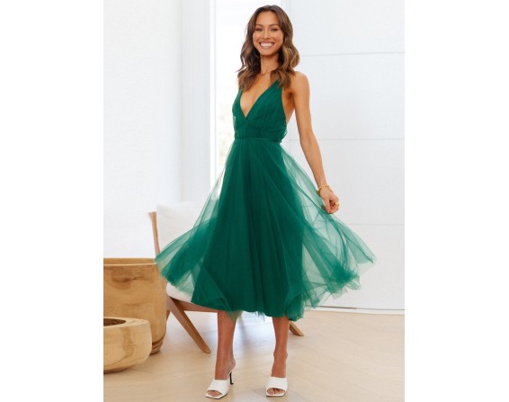 Backless Crisscross Sleeveless Midi Dress