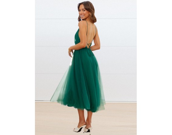 Backless Crisscross Sleeveless Midi Dress