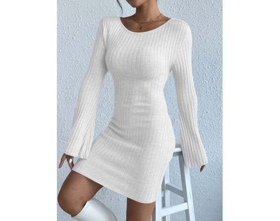 Backless Long Sleeve Sweater Dress