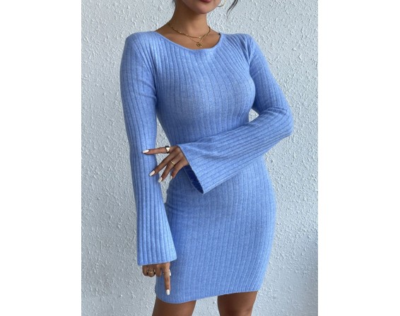 Backless Long Sleeve Sweater Dress