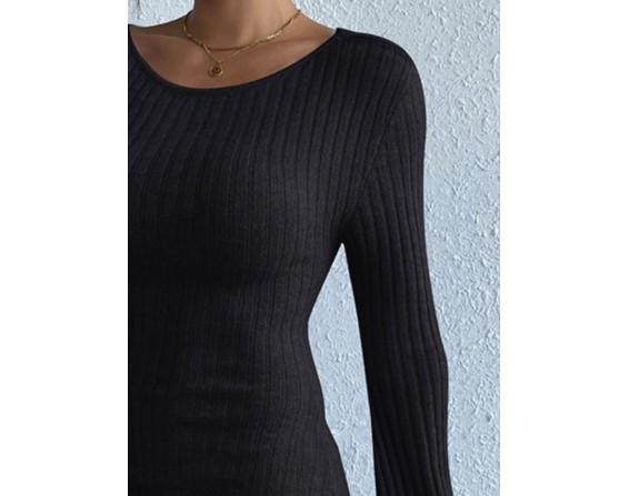 Backless Long Sleeve Sweater Dress