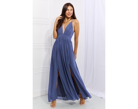 Backless, Split Crossback Maxi Dress