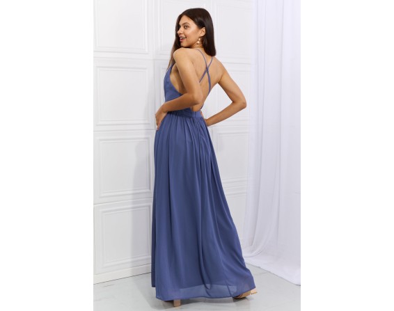 Backless, Split Crossback Maxi Dress