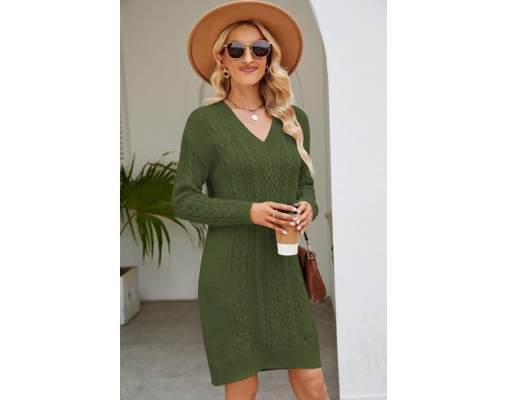 Cable-Knit Long Sleeve Dress