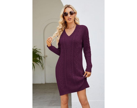 Cable-Knit Long Sleeve Dress