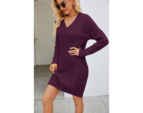 Cable-Knit Long Sleeve Dress