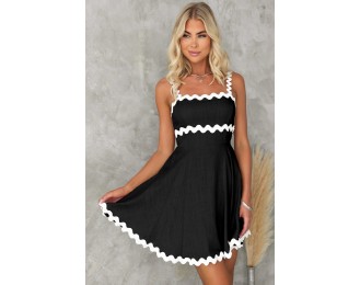 Contrast Trim Square Neck Mini Dress