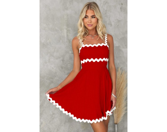 Contrast Trim Square Neck Mini Dress