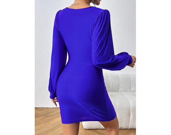 Cutout Long Sleeve Ruched Dress