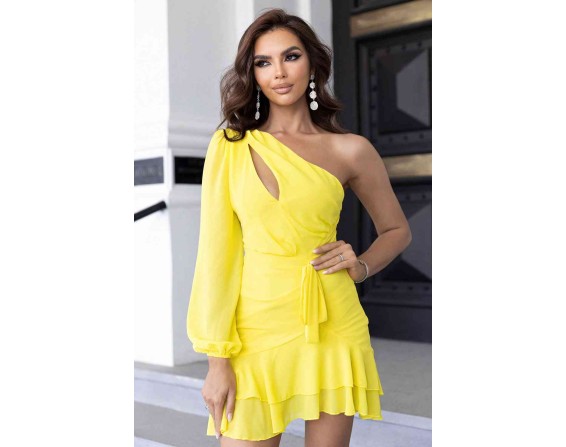 Cutout One-Shoulder Tied Dress