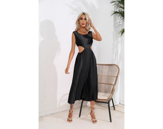 Cutout Ruched Round Neck Tank Dress