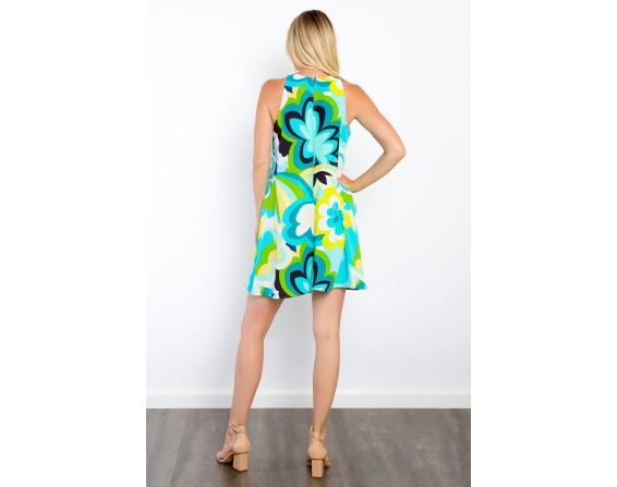 Floral Sleeveless Mini Dress with Pockets