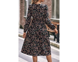 Floral Spliced Lace V-Neck Dress