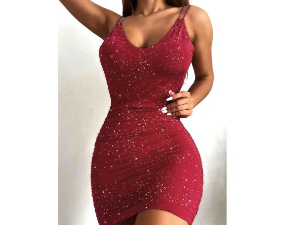 Glitter Spaghetti Straps Mini Dress