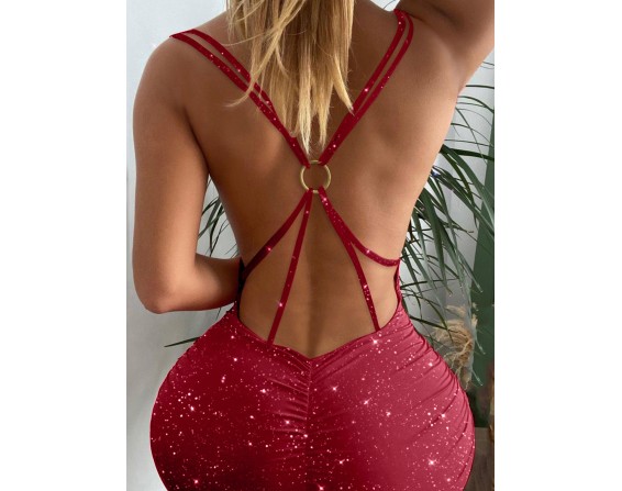 Glitter Spaghetti Straps Mini Dress