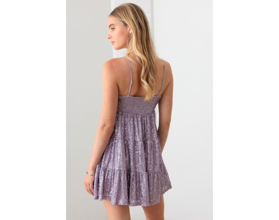 Le Lis Sequin Babydoll Tiered Mini Dress