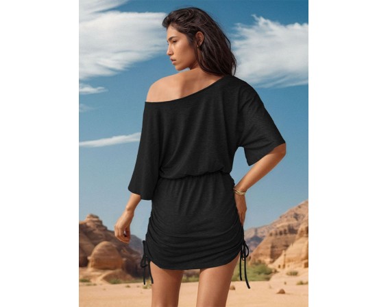 One Shoulder Three-Quarter Sleeve Mini Dress