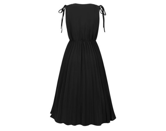 Pleated V-Neck Sleeveless Midi Dress