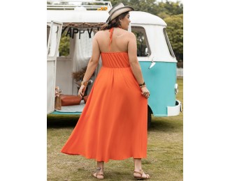 Plus Size Halter Neck Midi Dress