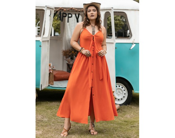 Plus Size Halter Neck Midi Dress