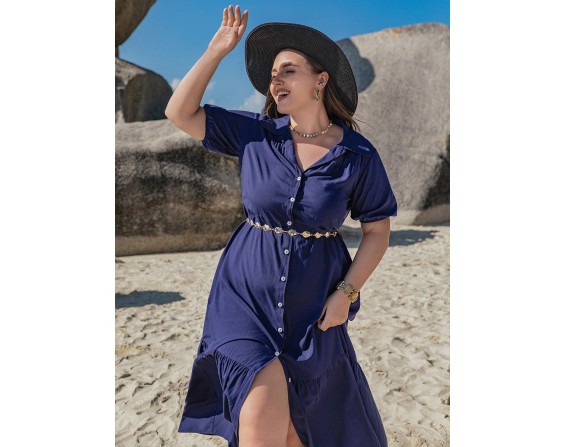 Plus Size Short Sleeve Midi Dress