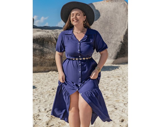 Plus Size Short Sleeve Midi Dress