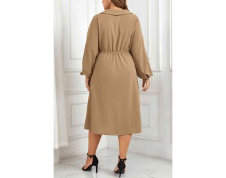 Plus Size Surplice Neck Long Sleeve Dress