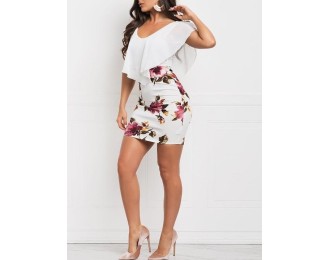 Printed Ruffled Sleeve Mini Dress