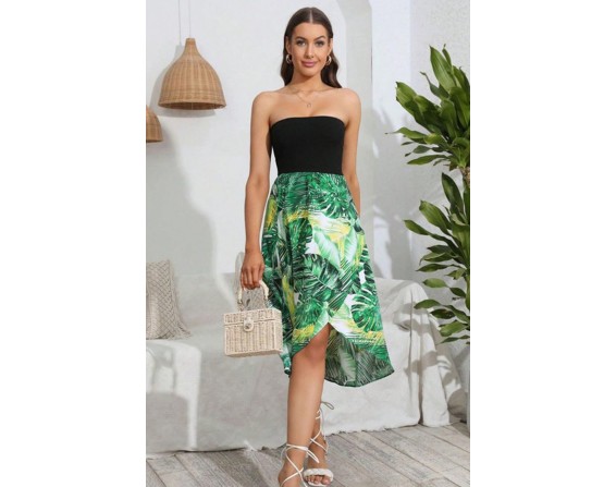 Printed Strapless Dress