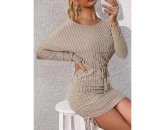 Round Neck Long Sleeve Mini Dress